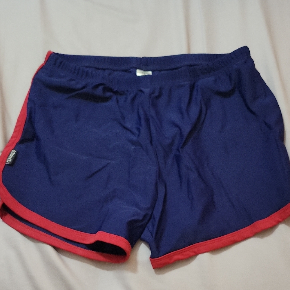 Commando Navy Blue Athletic Shorts with Red Trim